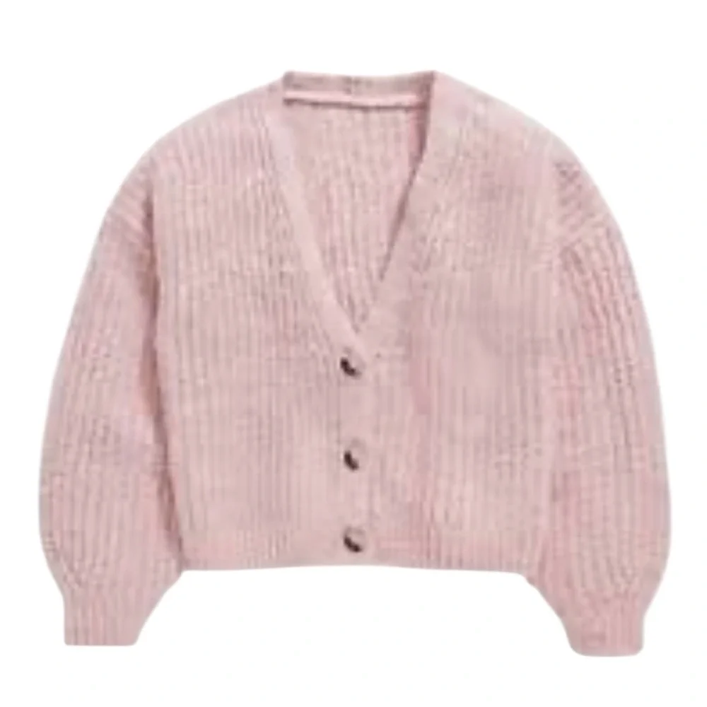 Old Navy - Dusty Pink Button Front Cropped Sweater - Girls Size Small